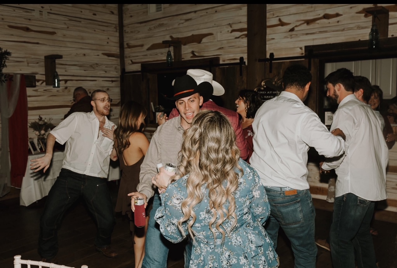 Crowd dancing at an event