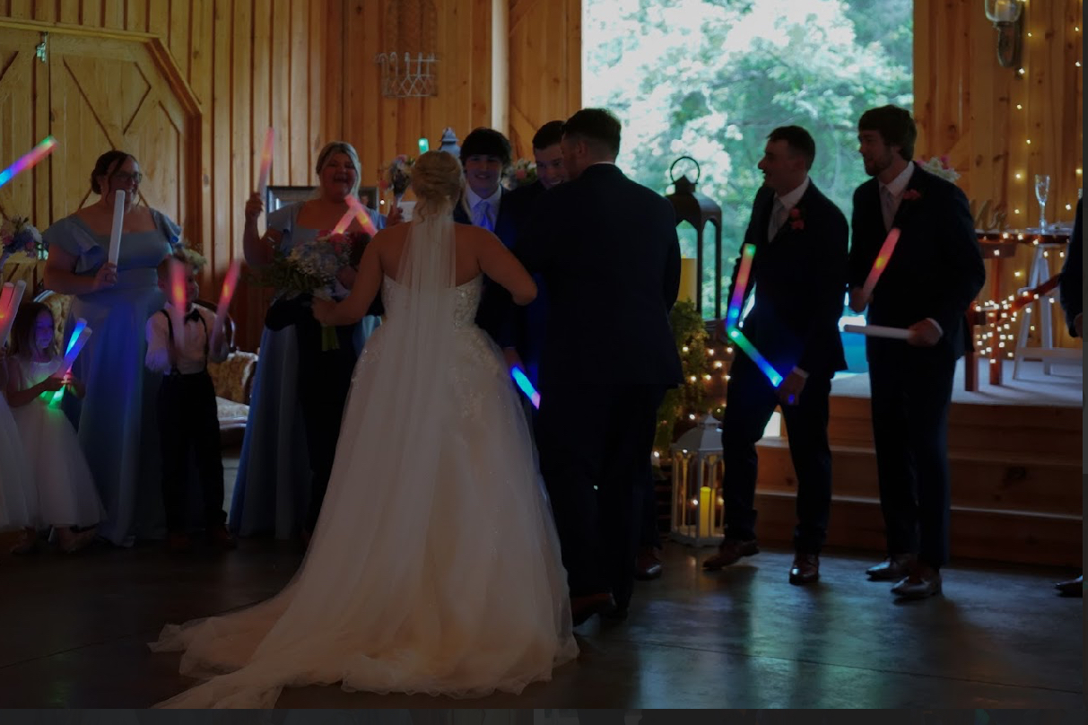 A bride and groom hitting the dance floor